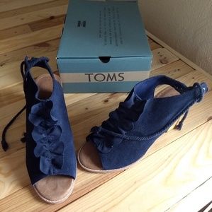 Toms Elba Ruffle suede heels